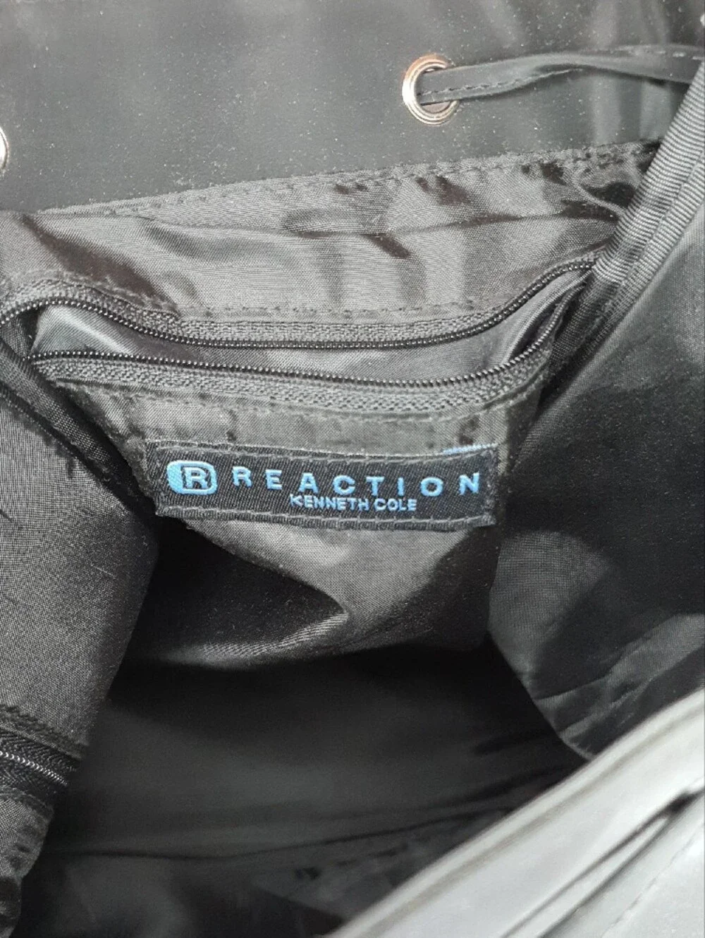 Reaction Kenneth Cole Black Drawstring Nylon Backpack + Free Gift